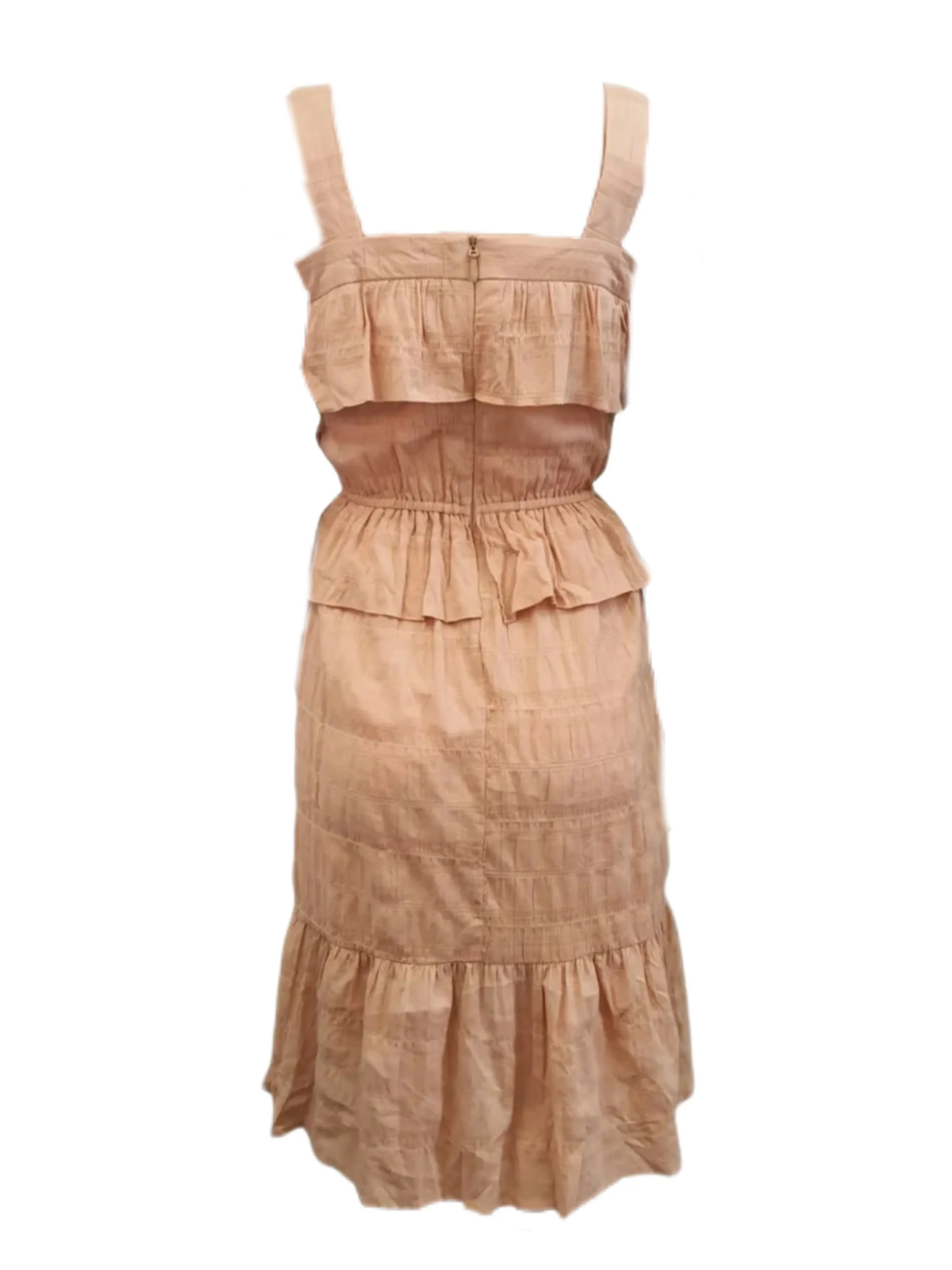 LOST IN LUNAR Women's Brown Mid Length Layered Cotton Dress #L711 X-Small NWT