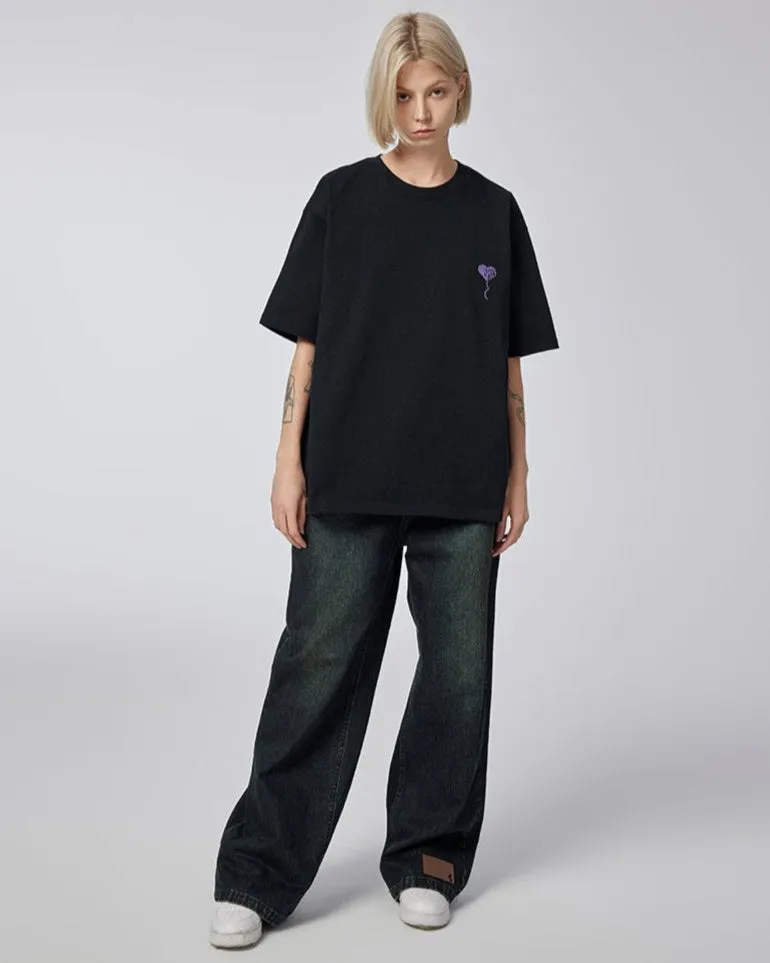 Love Balloon – Heavyweight Oversized Unisex Tee – White / Black