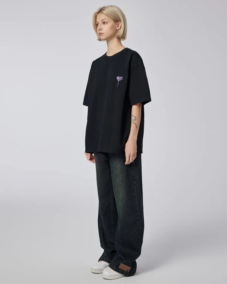 Love Balloon – Heavyweight Oversized Unisex Tee – White / Black