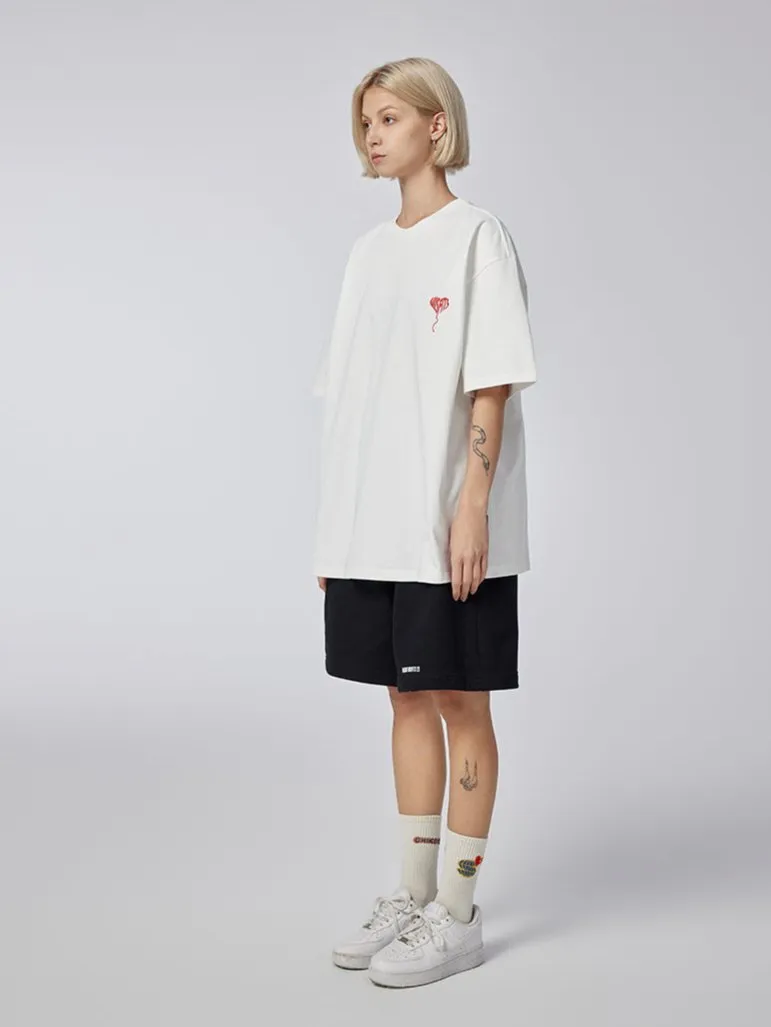 Love Balloon – Heavyweight Oversized Unisex Tee – White / Black