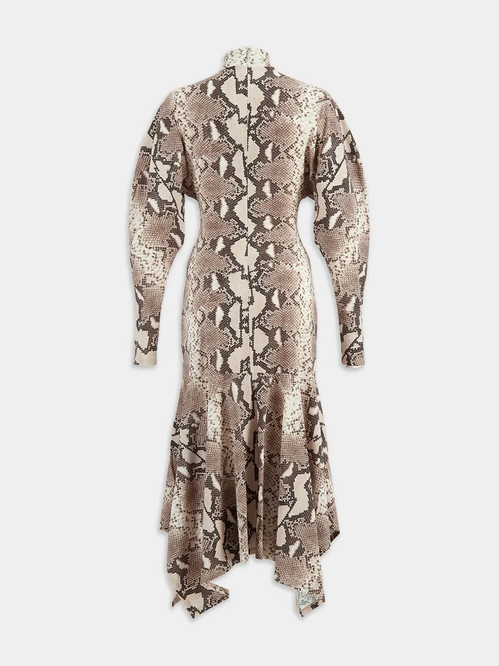 L/S Phyton Print Midi Dress