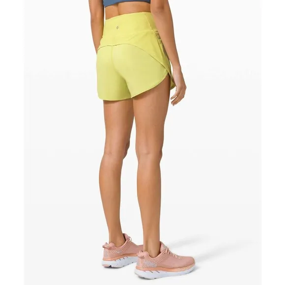 Lululemon Run Off Route High Rise Short 4&quot; Lemon Vibe Sz 4