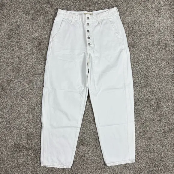 Madewell Balloon White Denim Button Fly Jeans Size 28