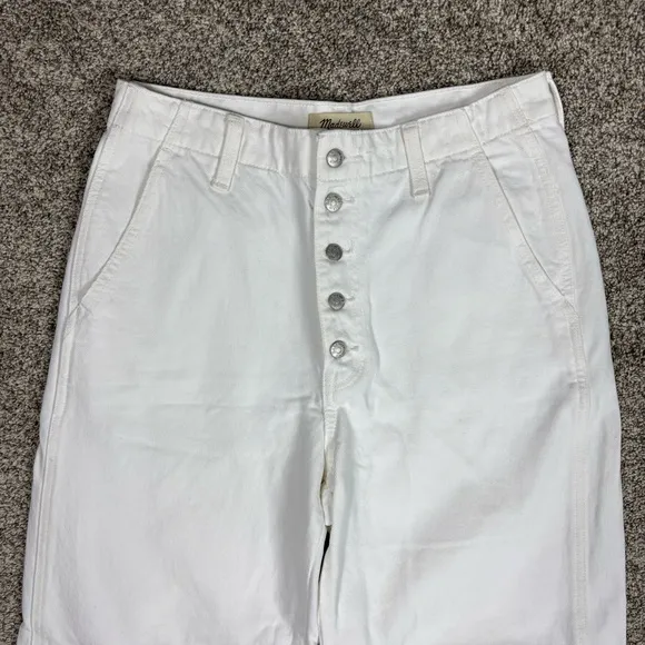 Madewell Balloon White Denim Button Fly Jeans Size 28