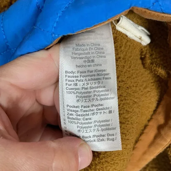Madewell (Re)sourced Fleece Quilted Pocket Popover Jacket in Brown/Blue Size XS