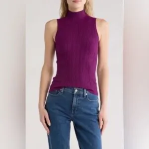 Madewell Rib Mockneck Sweater Tank Top Purple Size S, Size M