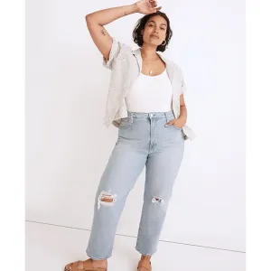 Madewell The Perfect Vintage Jean High Rise Straight Leg Crop Distressed Size 31