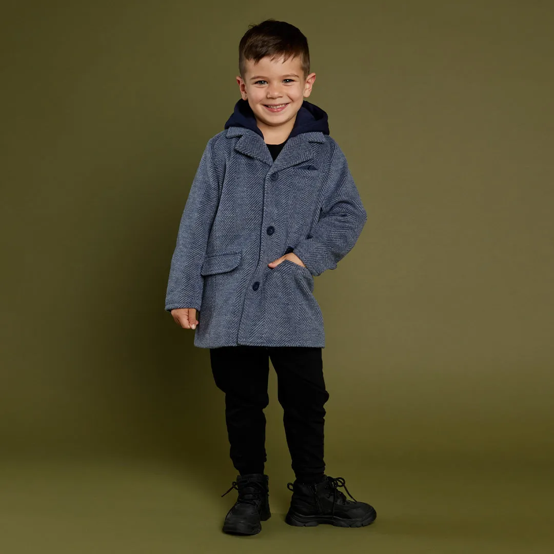 Manteau à capuche bleu marine