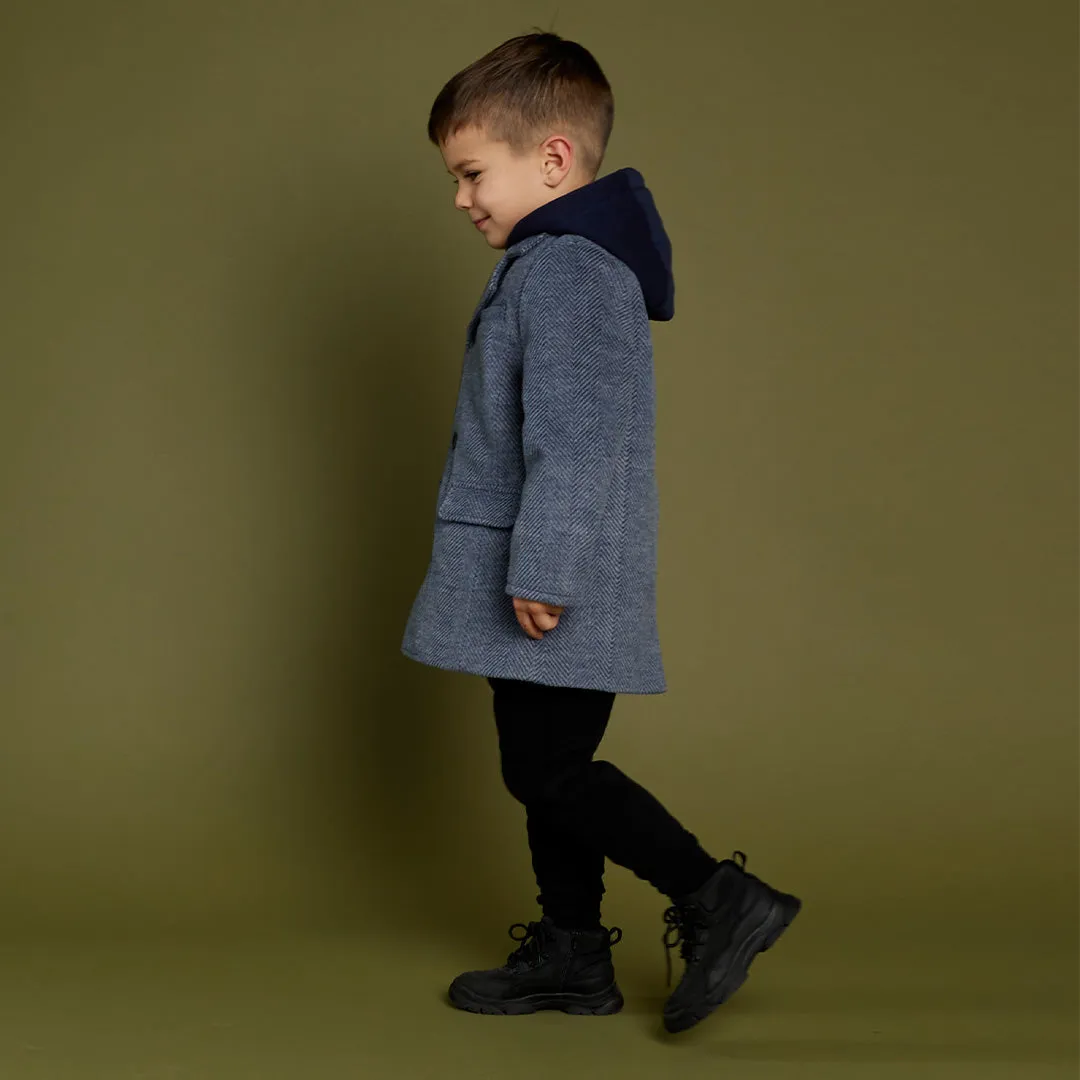 Manteau à capuche bleu marine
