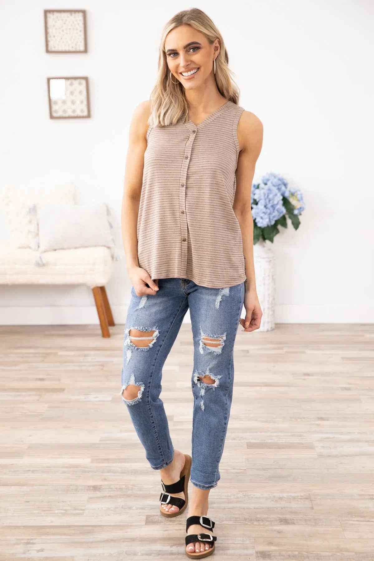 Medium Wash Cuffed Boyfriend Fit Jeans