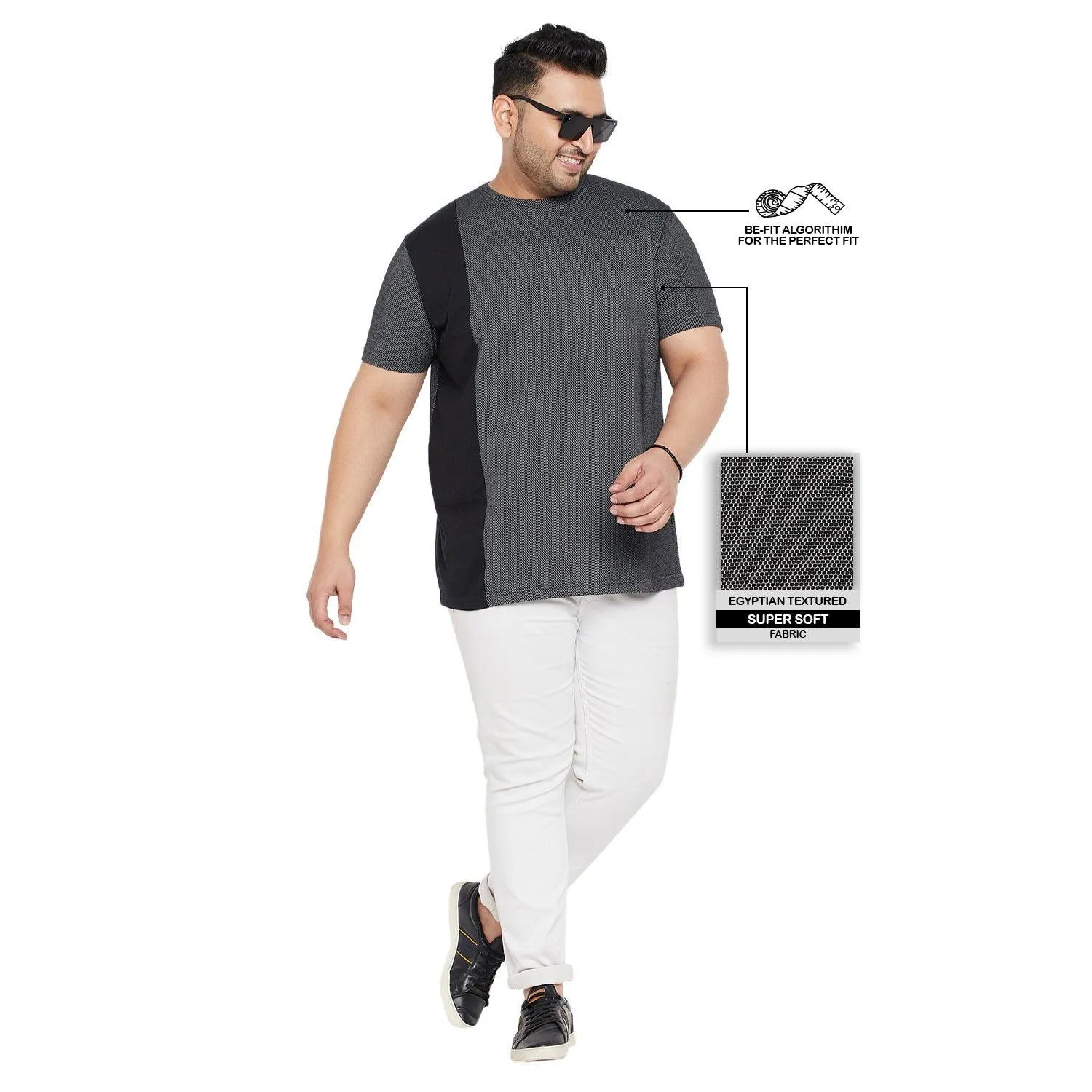 Men Plus Size Osip Textured Round Neck Tshirt
