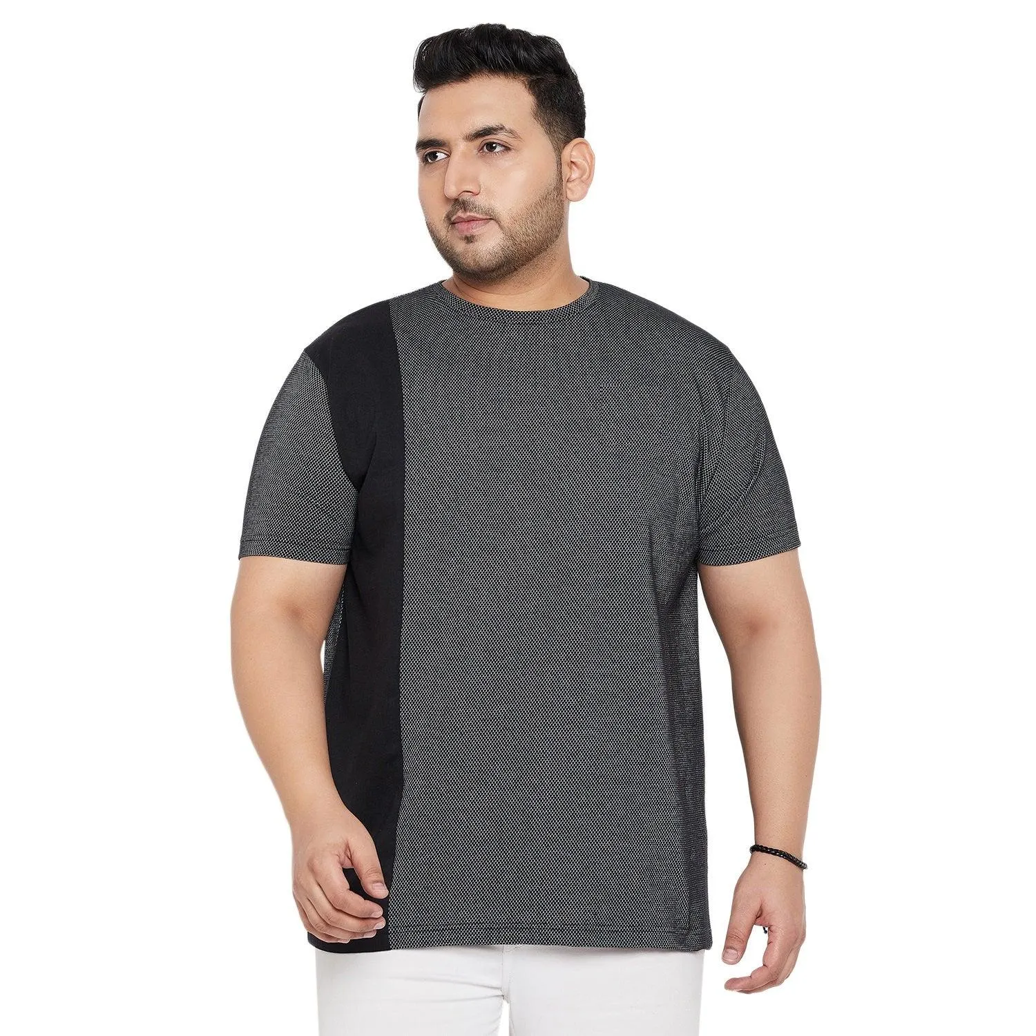 Men Plus Size Osip Textured Round Neck Tshirt