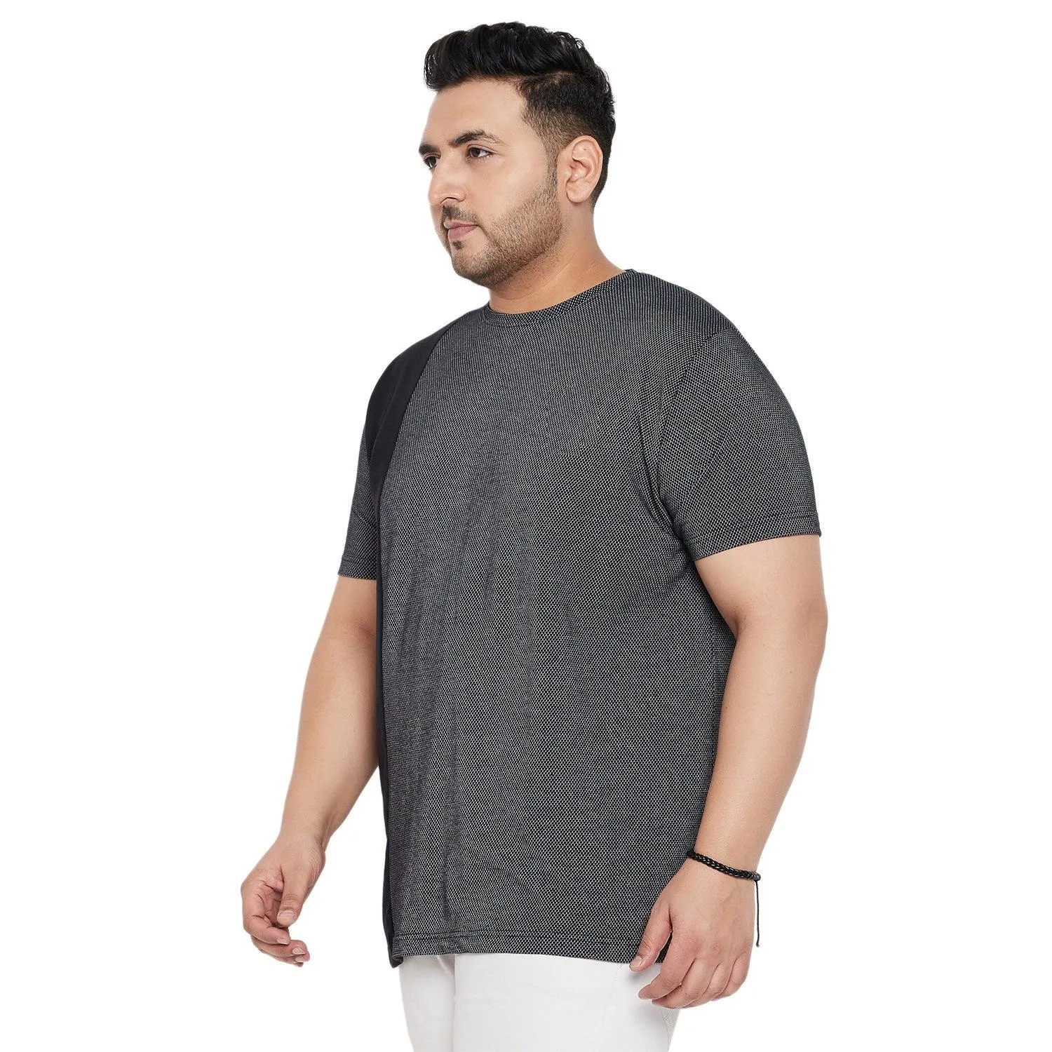 Men Plus Size Osip Textured Round Neck Tshirt