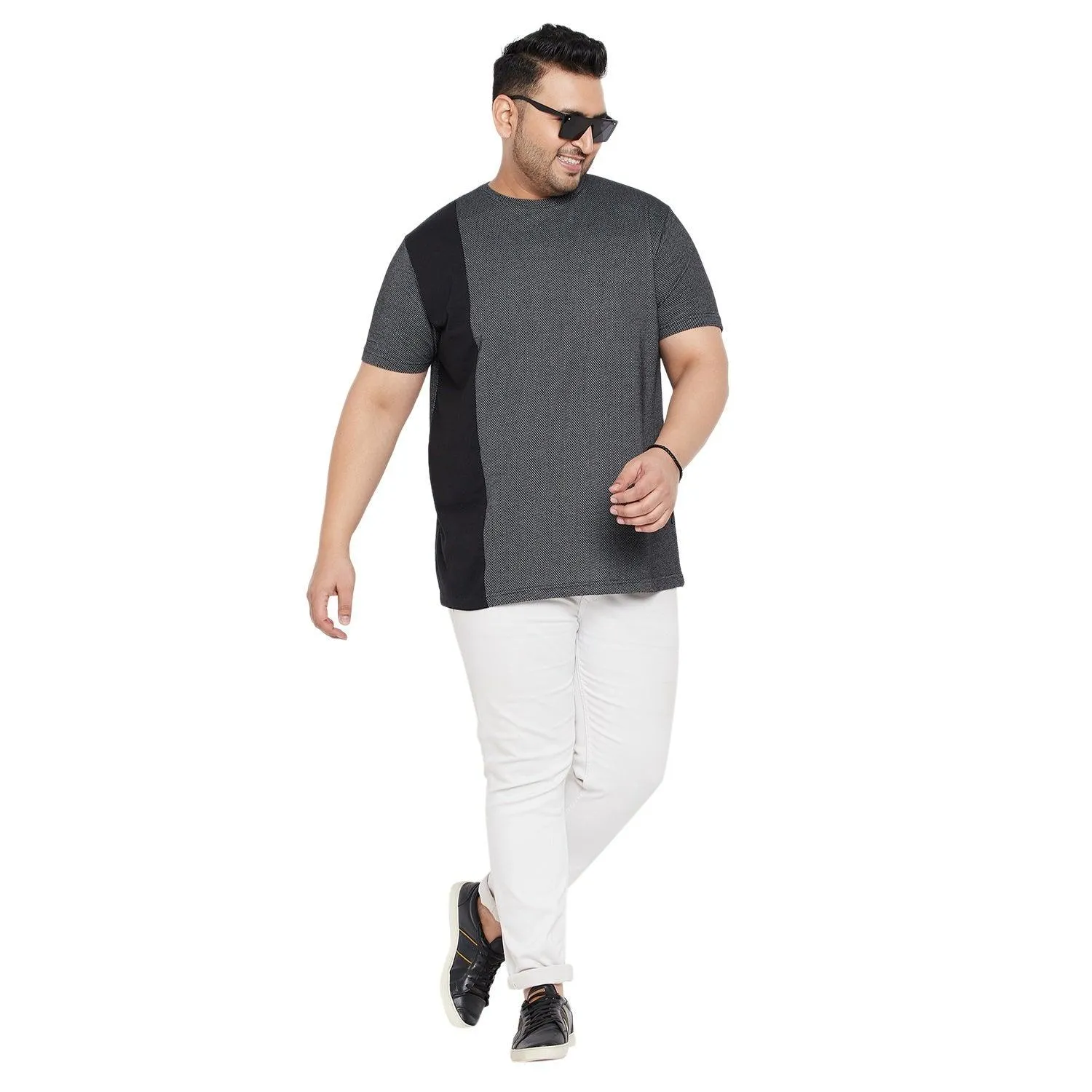 Men Plus Size Osip Textured Round Neck Tshirt