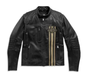 Men's H-D Triple Vent Passing Link II Leather Jacket - Black