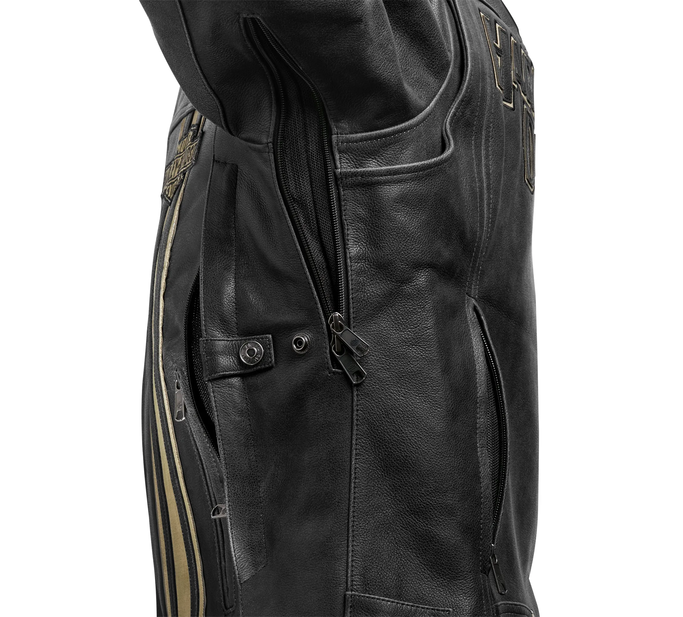 Men's H-D Triple Vent Passing Link II Leather Jacket - Black