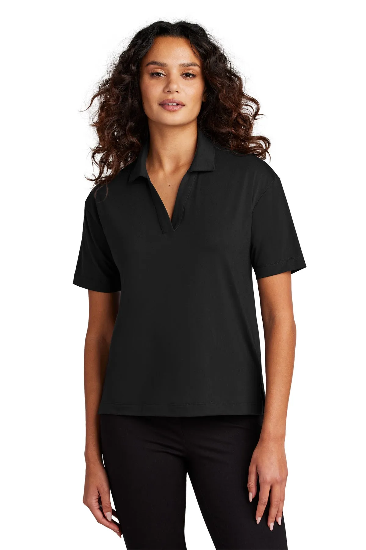 Mercer Mettle Women's Stretch Jersey Polo MM1015 Deep Black