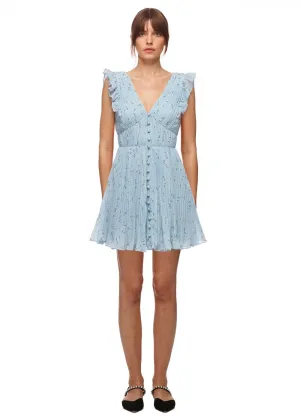 Metallic Floral Mini Dress (Blue)