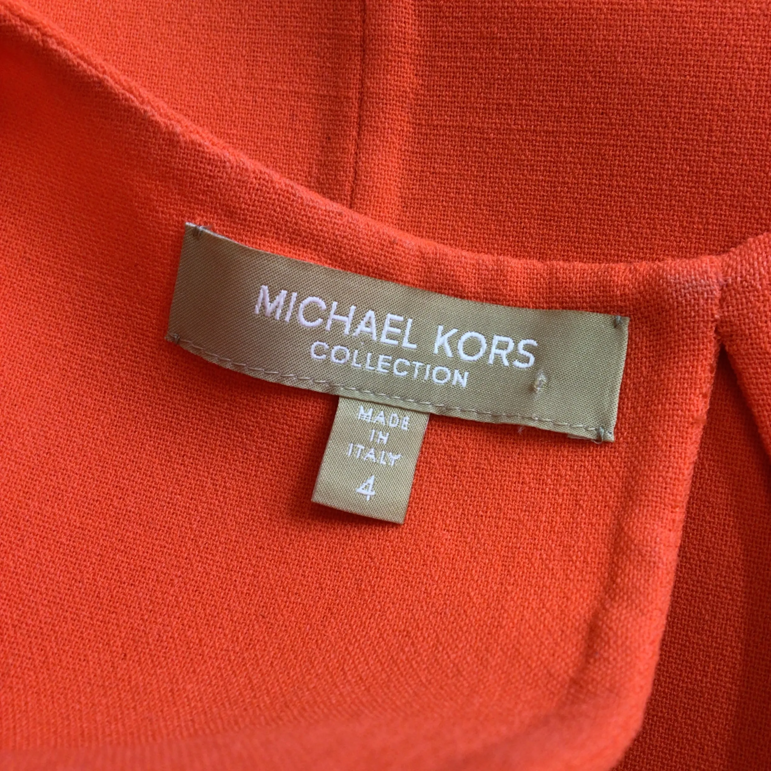 Michael Kors Collection Orange Cut-Out Detail Sleeveless Wool Crepe Dress