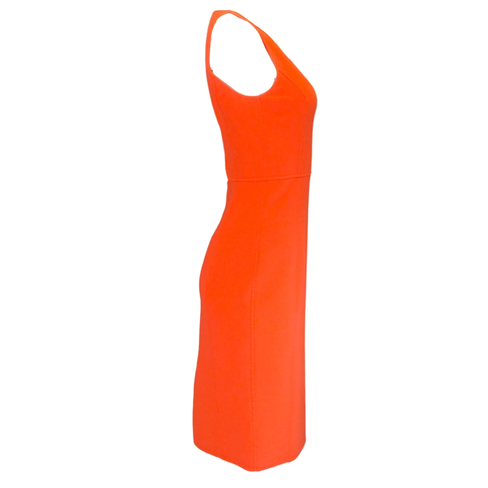 Michael Kors Collection Orange Cut-Out Detail Sleeveless Wool Crepe Dress