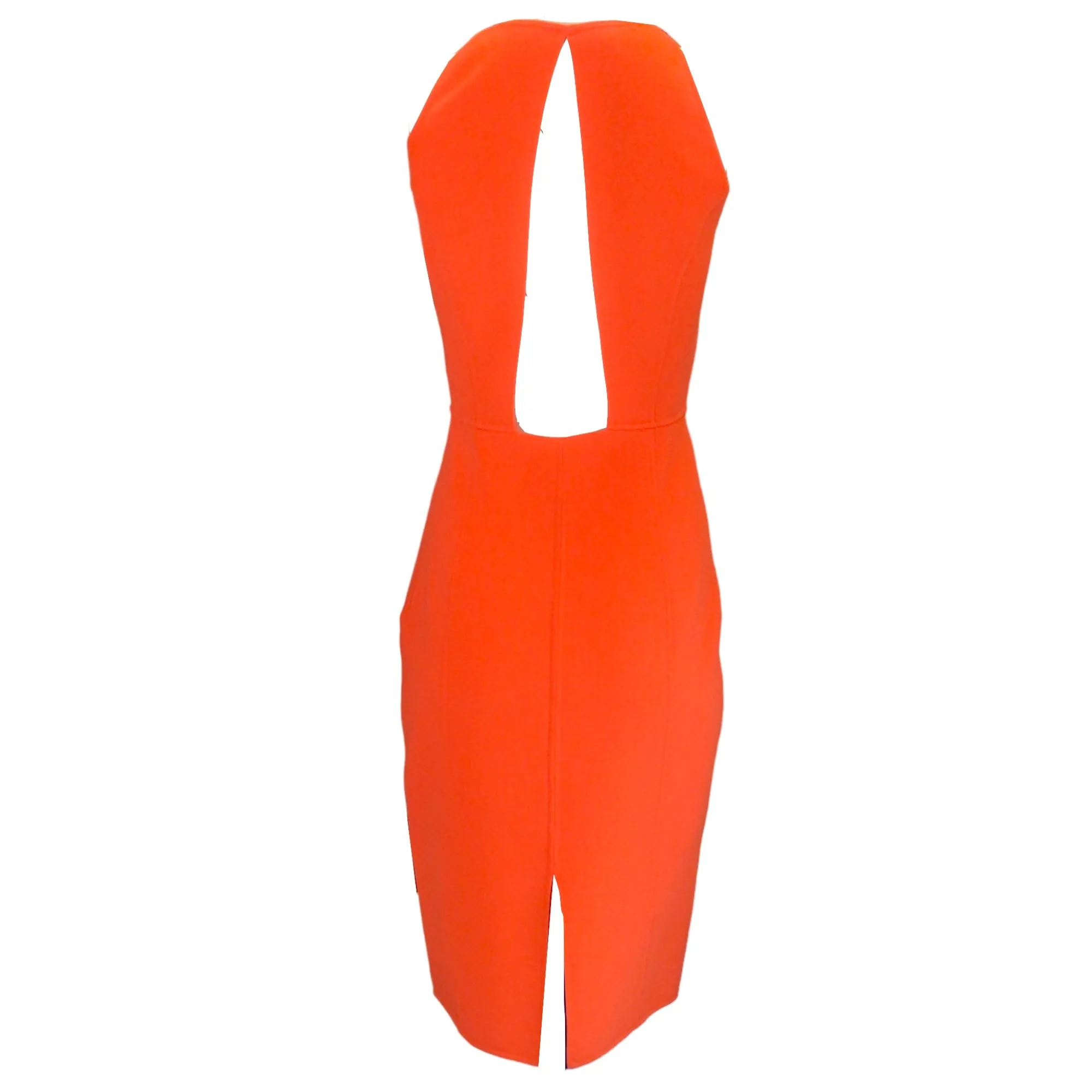 Michael Kors Collection Orange Cut-Out Detail Sleeveless Wool Crepe Dress