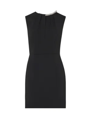 Milly Nyra Crepe Crystal Embellished Dress in Black