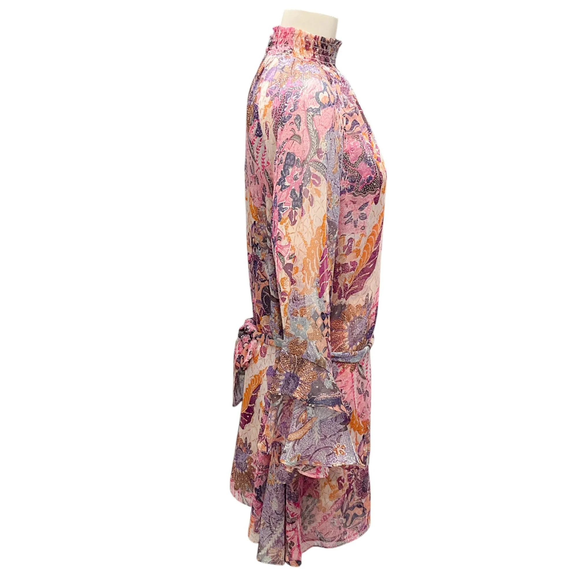 Misa Pink Multi Printed Chiffon Mini Dress