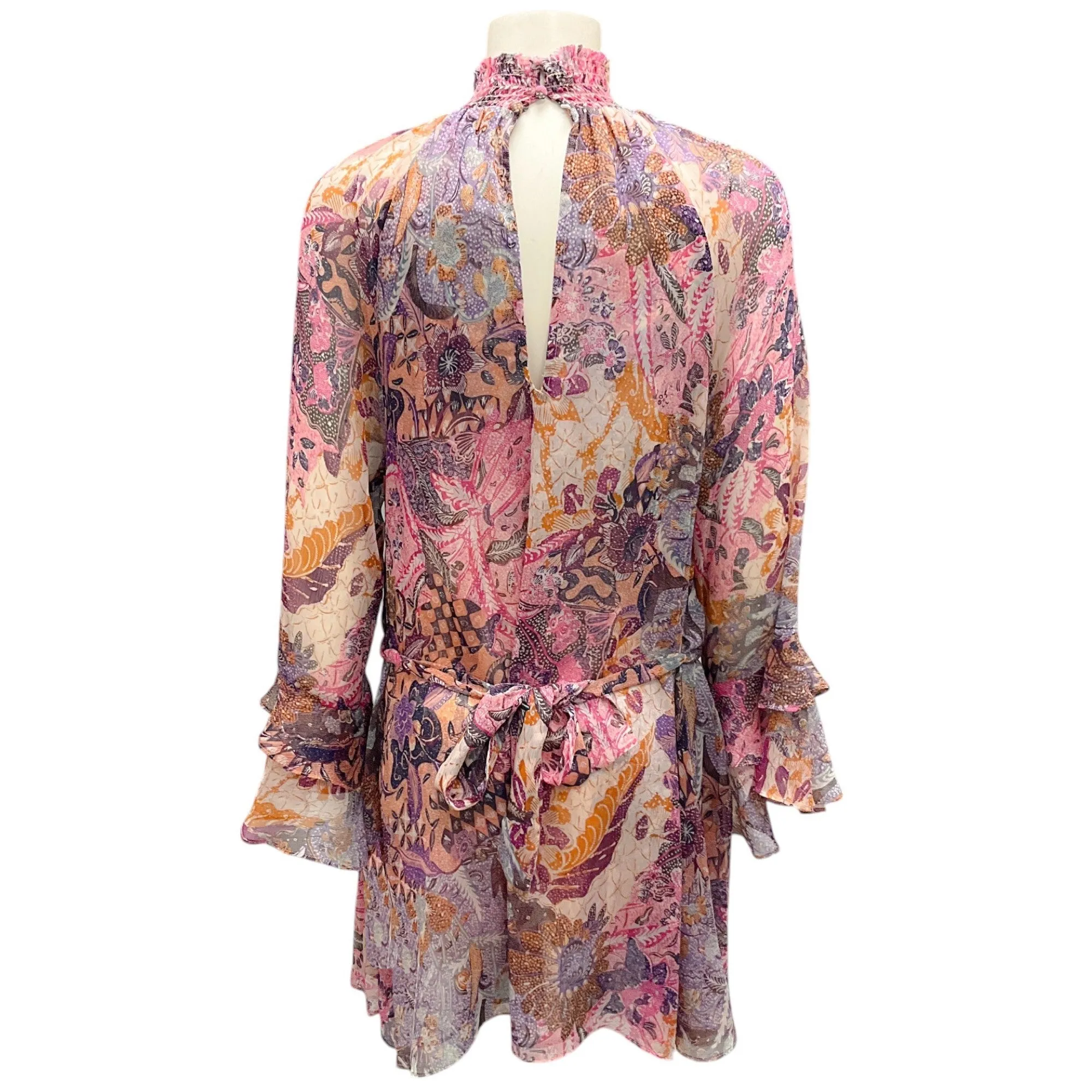 Misa Pink Multi Printed Chiffon Mini Dress