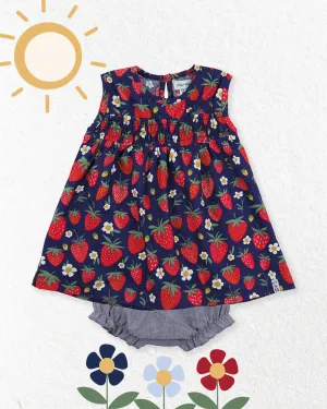 Multicoloured Strawberry Print Dress And Pant Set
