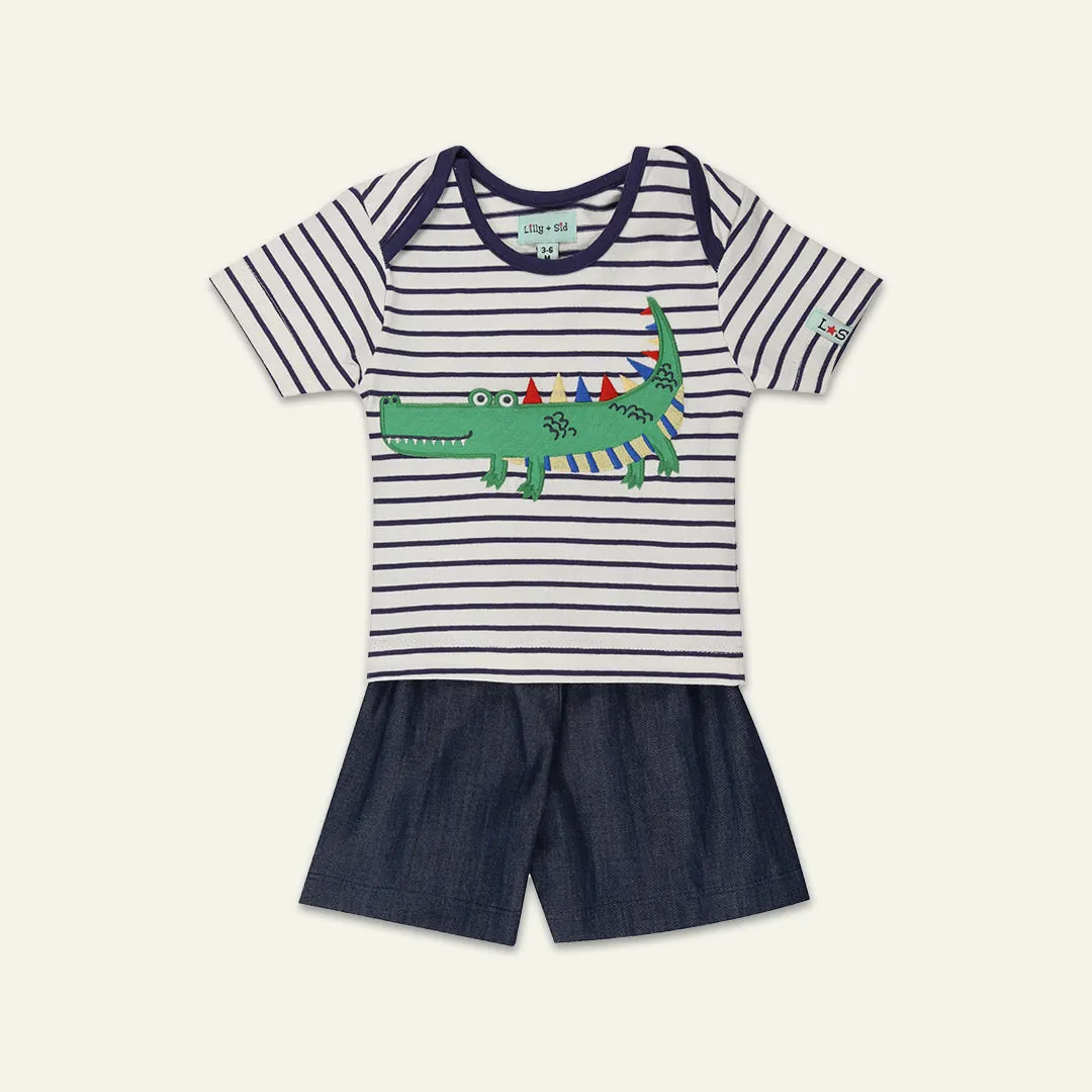 Multicoloured Stripe Print Top And Short Set
