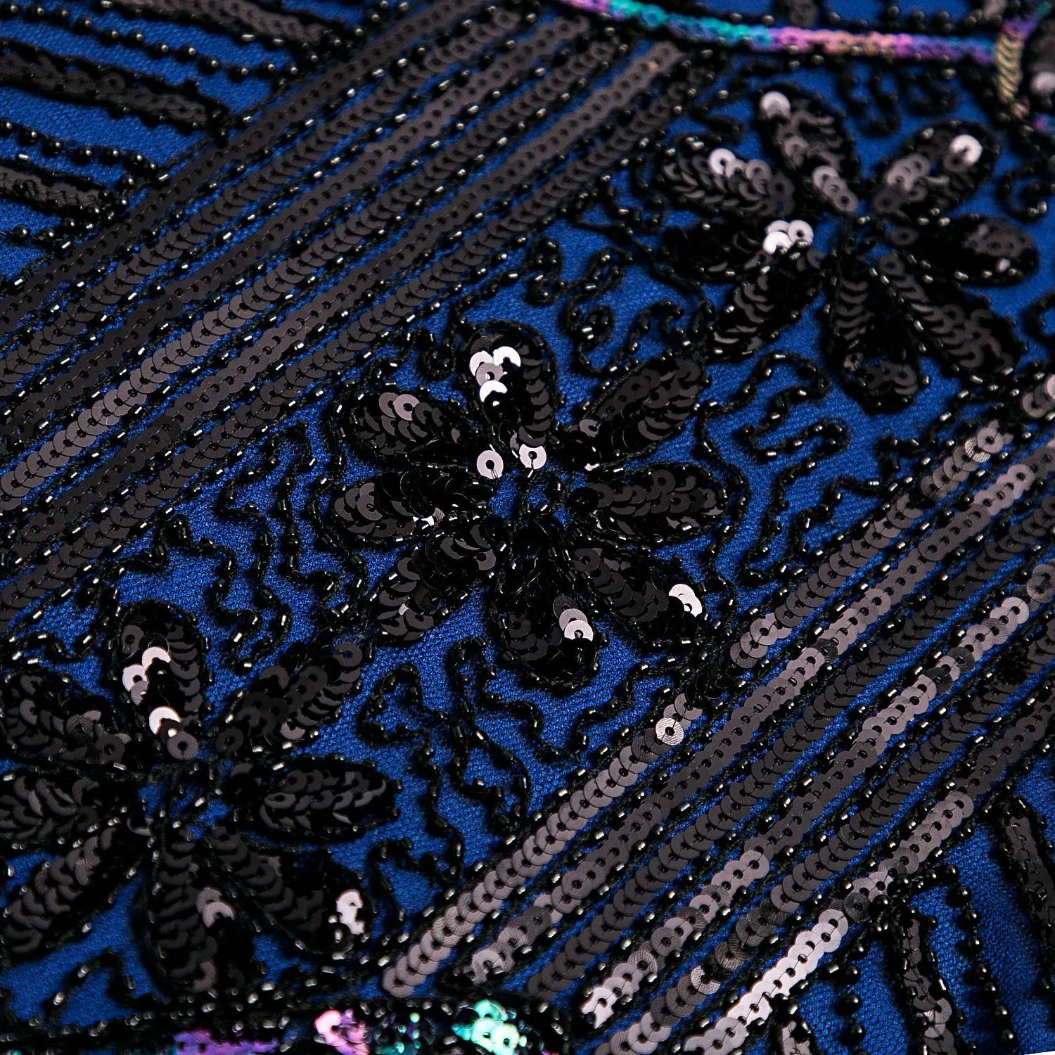 Navy Blue Sequin Flapper Dress Vintage Beaded Gatsby Themed Party Ideas