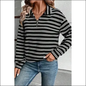 Needful Things: Black Stripe Quarter Zip? Chic ! 🖤