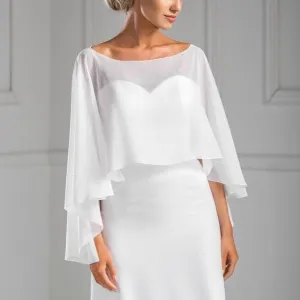 New Collection Asymmetrical Style Chiffon Bridal Cape For Bridal