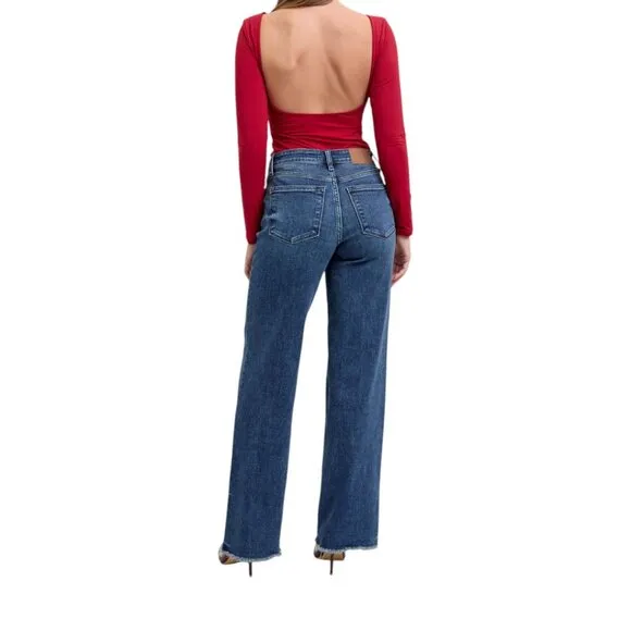 NEW Judy Blue Full Size Raw Hem Mid Rise Jeans