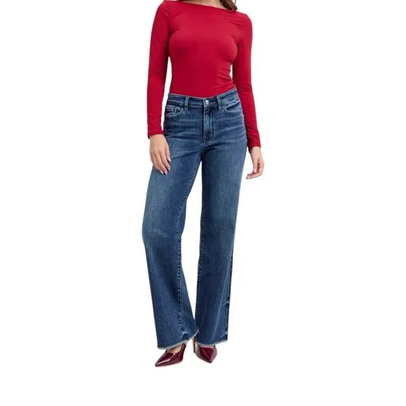 NEW Judy Blue Full Size Raw Hem Mid Rise Jeans