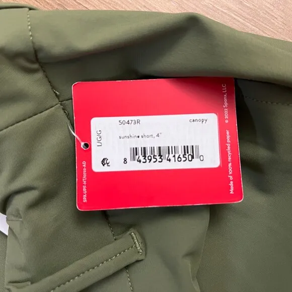 NEW Spanx Sunshine Shorts - 4”, UPF 50  Canopy Green 164sn