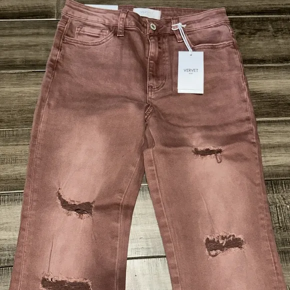 New Vervet High Rise Dark Mauve DistressedBootcut Jeans 30