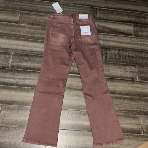 New Vervet High Rise Dark Mauve DistressedBootcut Jeans 30