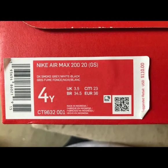 NIB - NIKE AIR MAX 200 20 (GS) Size 4Y