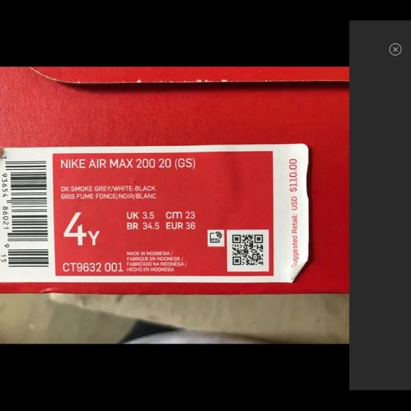 NIB - NIKE AIR MAX 200 20 (GS) Size 4Y