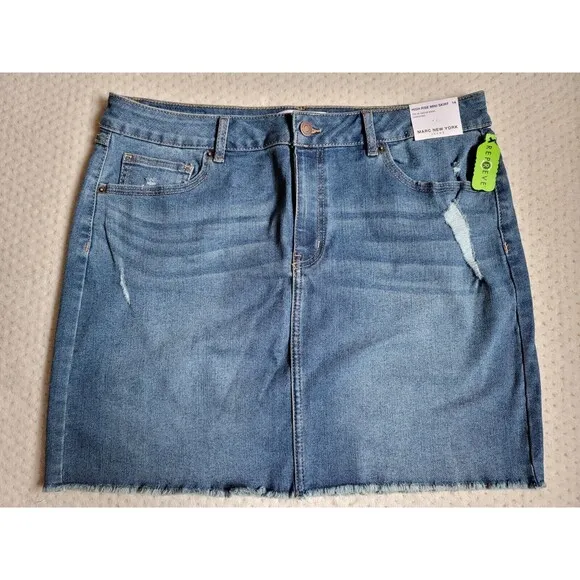 NWT Marc New York Jeans Destructed High Rise Mini Skirt Stretch Denim $59, 14