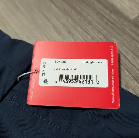 NWT, Spanx, Womens XL Sunshine Short, Navy, 4&quot; Inseam, UPF 50 