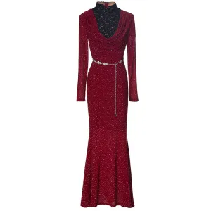 Opal Crystal Chain Sashes Vintage Mermaid Dress