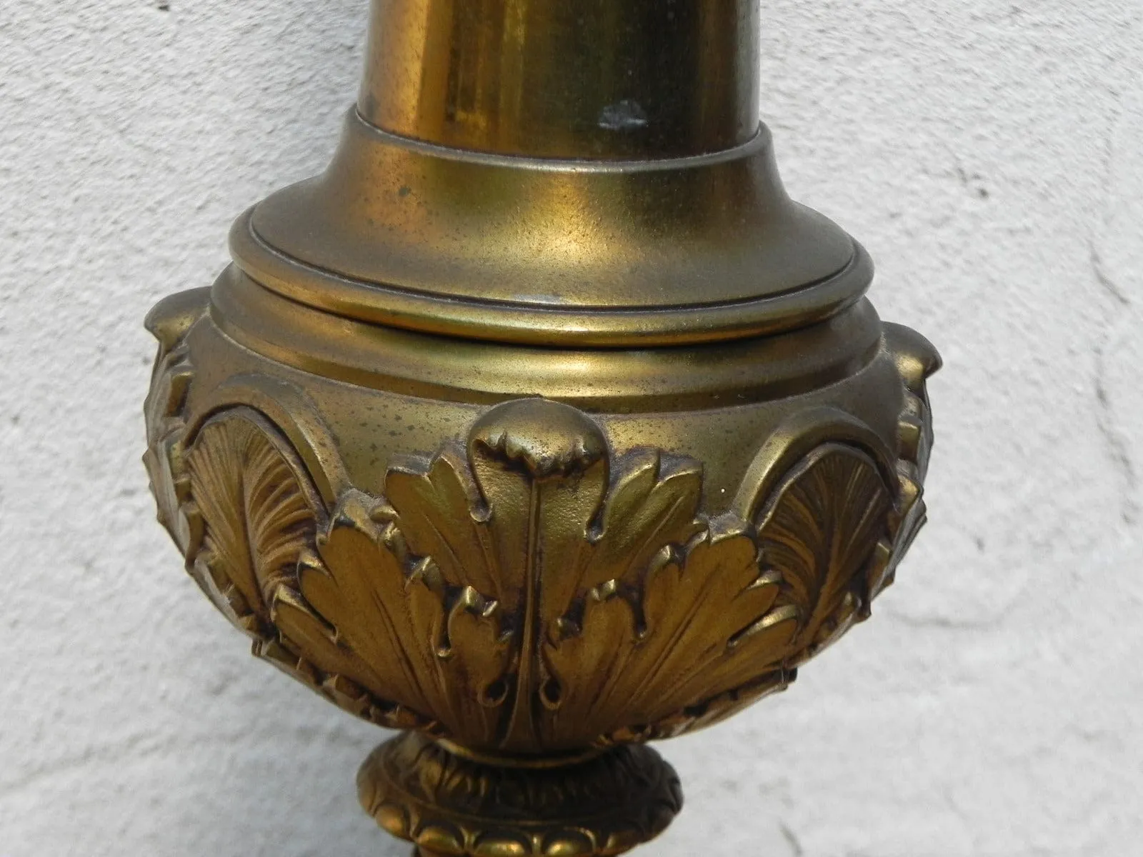 Pair Stiffel Cast Brass Neo Classical Obelisk Table Lamps