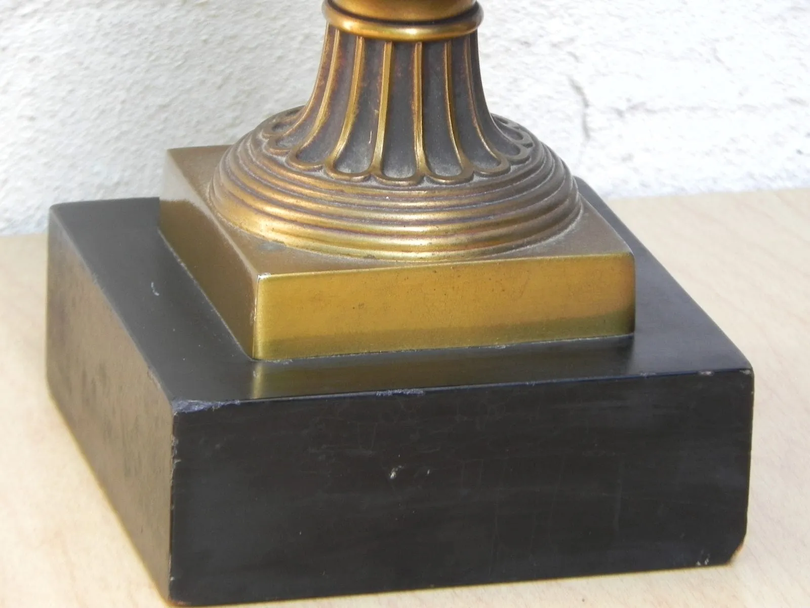 Pair Stiffel Cast Brass Neo Classical Obelisk Table Lamps