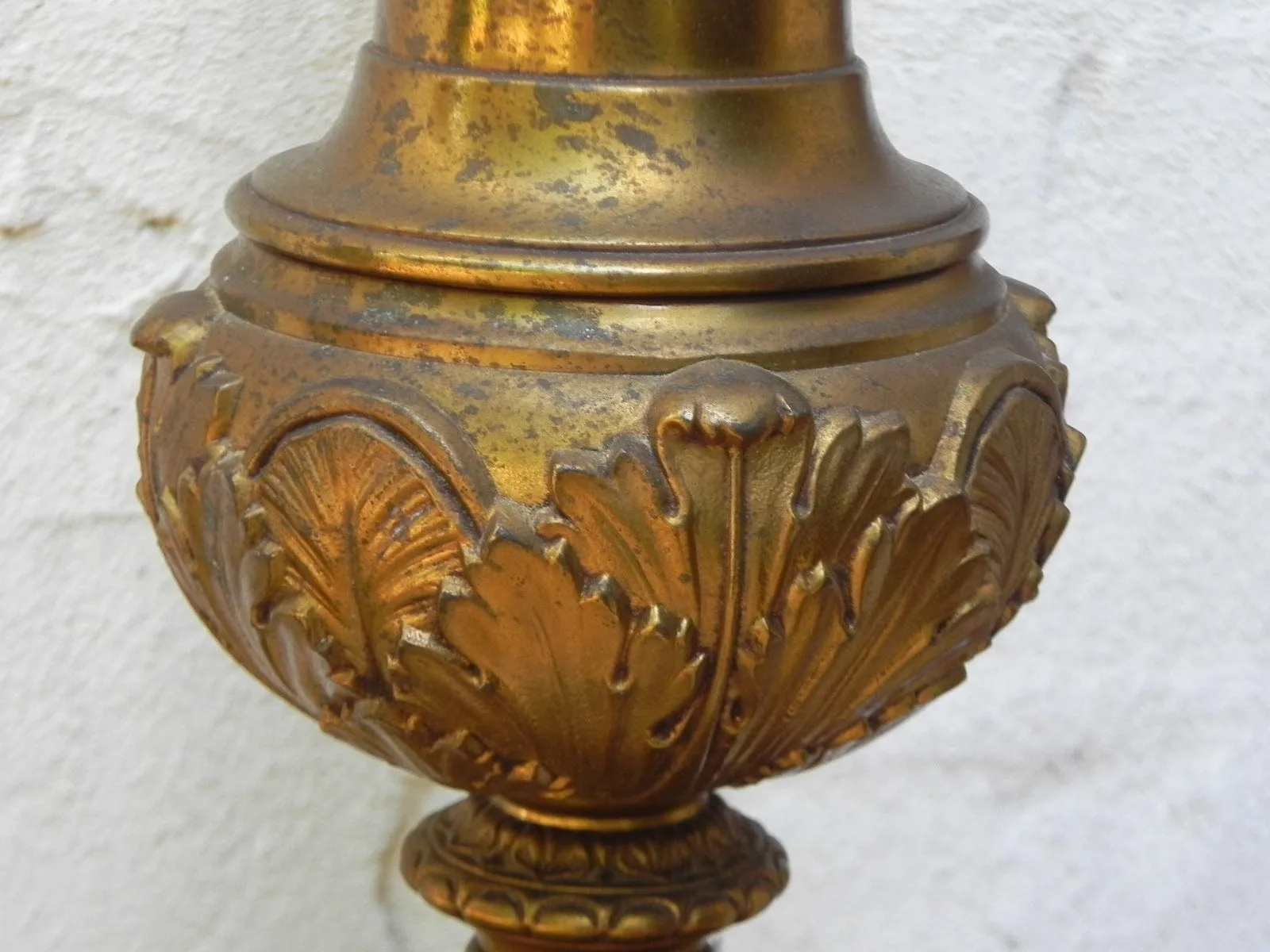 Pair Stiffel Cast Brass Neo Classical Obelisk Table Lamps