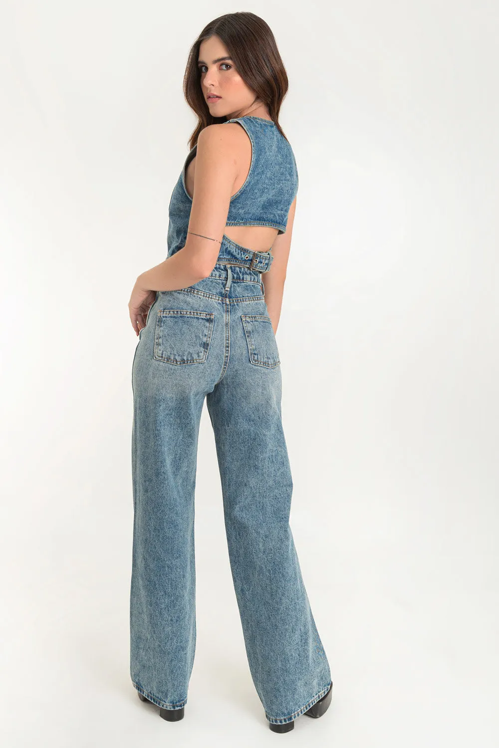 Pantalón de lavado acid denim fit recto