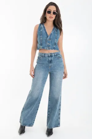 Pantalón de lavado acid denim fit recto