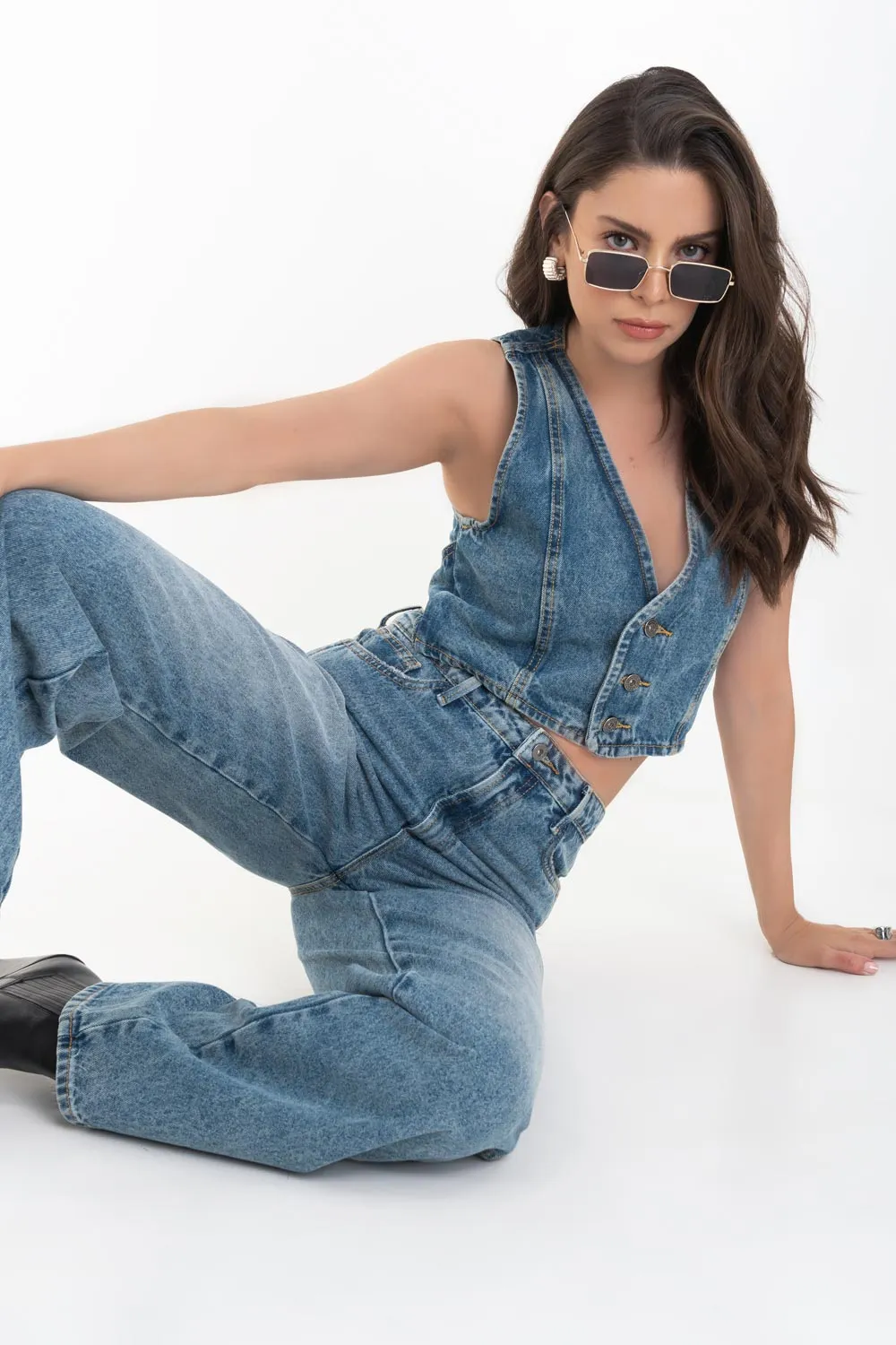 Pantalón de lavado acid denim fit recto