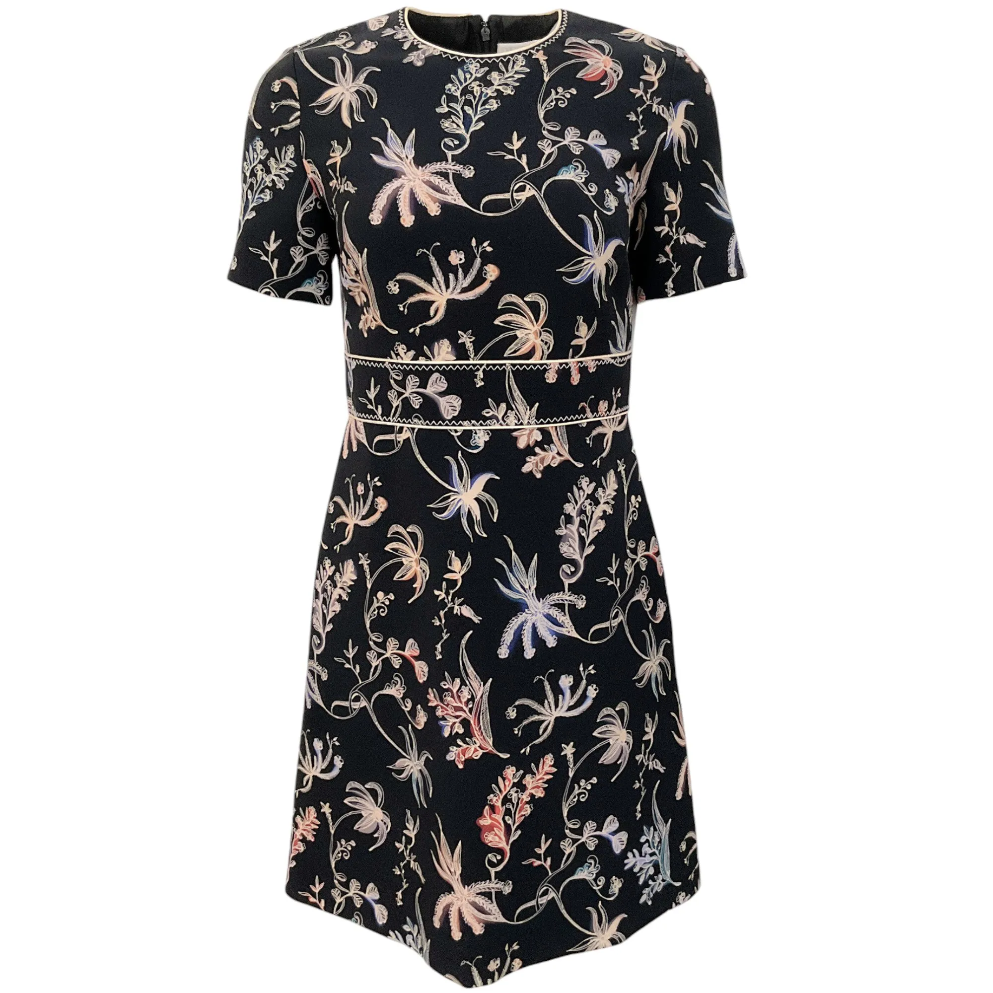 Peter Pilotto Black Floral Print Short Sleeve Dress